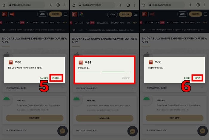 ติดตั้งแอป M88 บนมือถือของคุณอย่างประสบความสำเร็จ