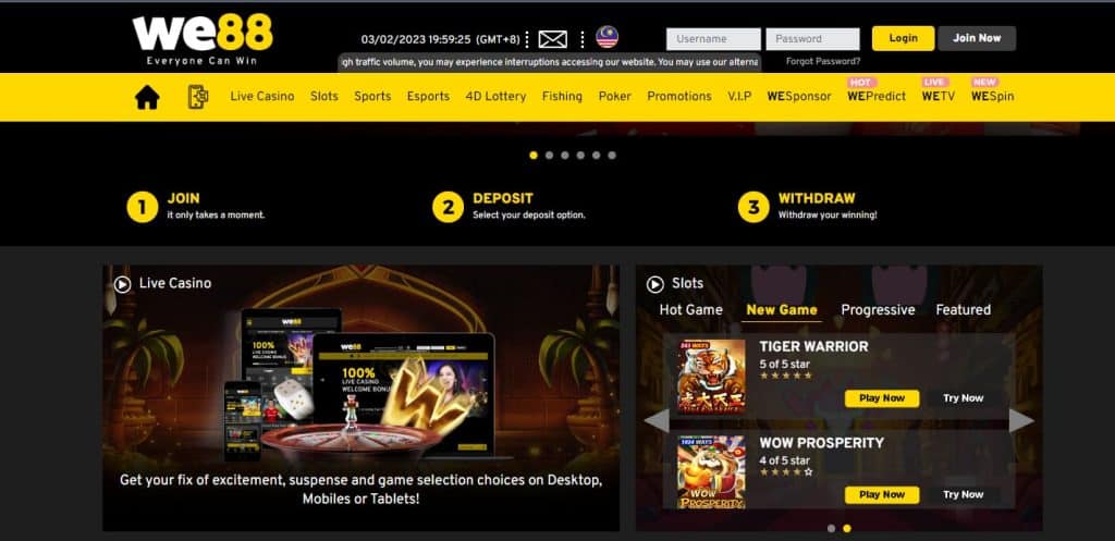 we88 Malaysia Online Gambling Screenshot